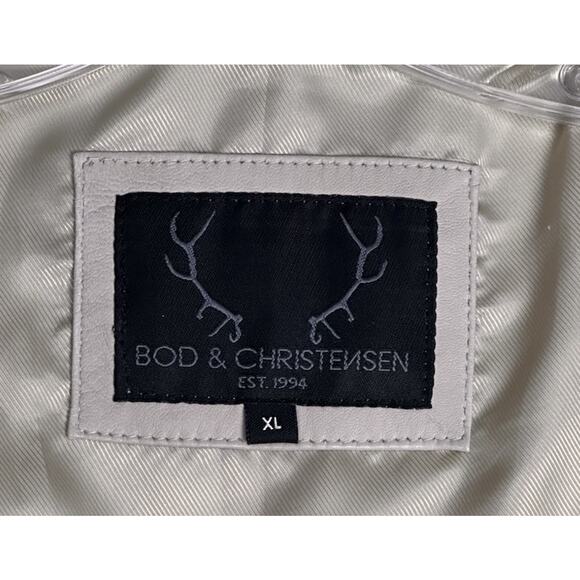 Bod & Christensen Beige Cream Soft Leather Biker Moto Bomber Jacket Sz XL Grunge - Picture 4 of 14